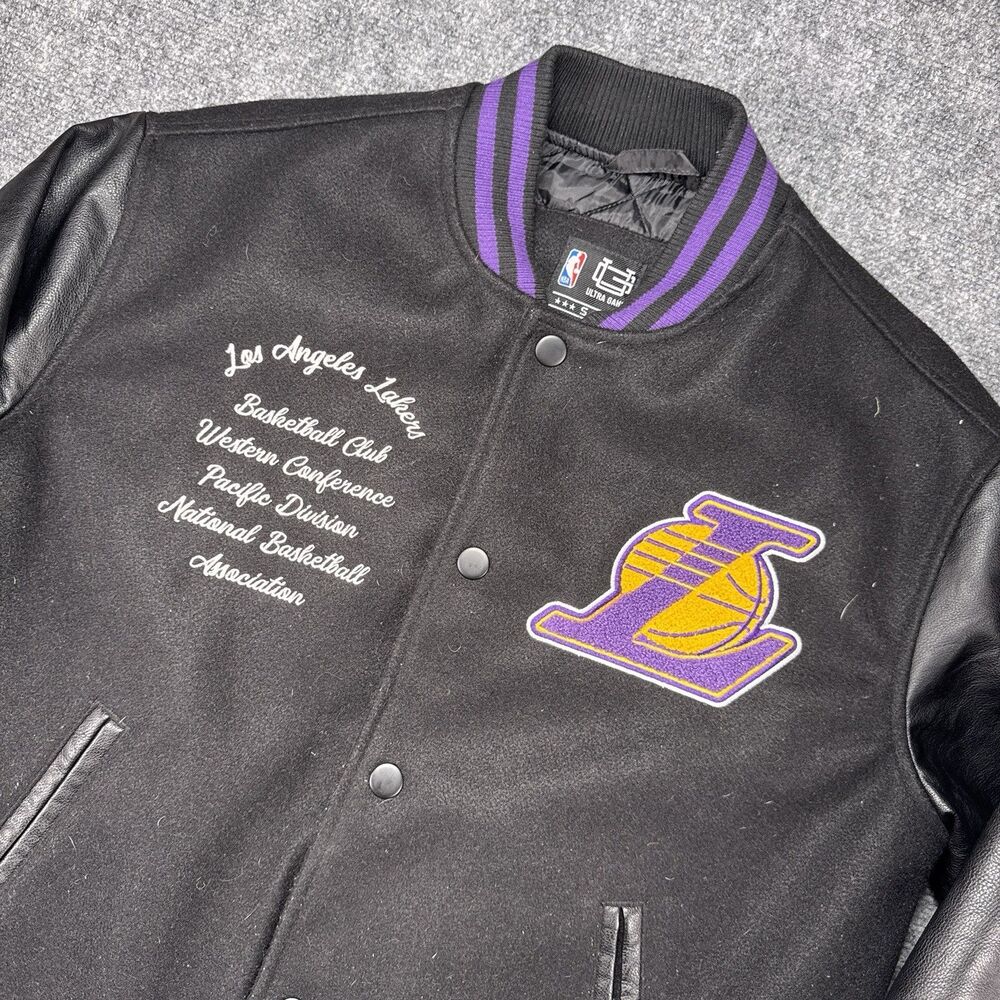 Los Angeles Lakers Jacket Mens Small Black NBA Basketball Ultra Game Varsity